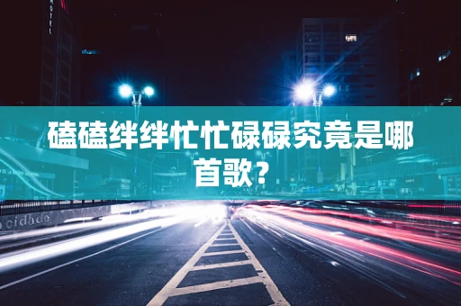 磕磕绊绊忙忙碌碌究竟是哪首歌？