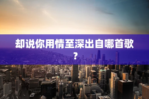 却说你用情至深出自哪首歌？