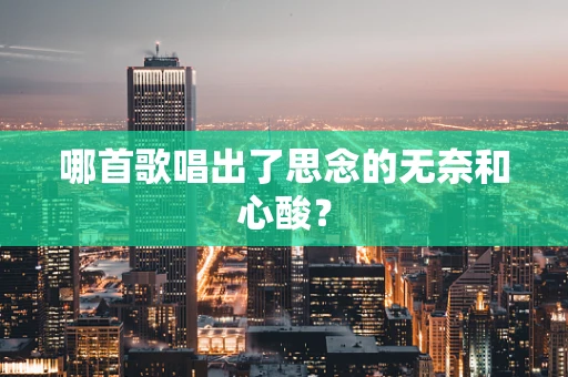 哪首歌唱出了思念的无奈和心酸？
