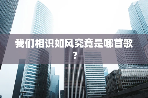 我们相识如风究竟是哪首歌？