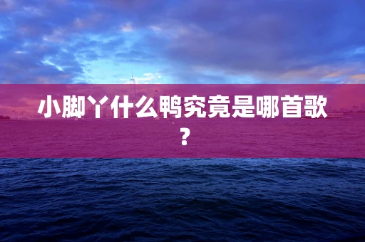 小脚丫什么鸭究竟是哪首歌？